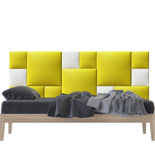 Műbőr falvédő-75 faldekoráció (200x75 cm) sárga és fehér dekor falpanelekből Műbőr falvédő-75 faldekoráció (200x75 cm) sárga és fehér dekor falpanelekből