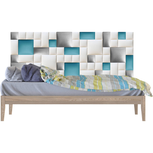 Műbőr falvédő-85 V-5 faldekoráció (200x75 cm), fehér, kék, ezüst színű panelekből Műbőr falvédő-85 V-5 faldekoráció (200x75 cm), fehér, kék, ezüst színű panelekből