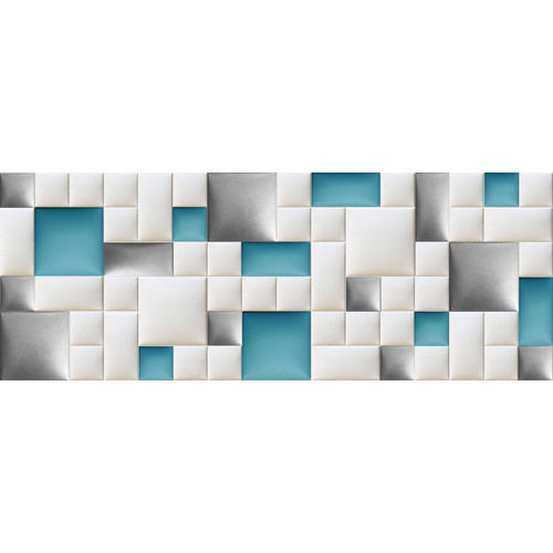 Műbőr falvédő-85 V-5 faldekoráció (200x75 cm), fehér, kék, ezüst színű panelekből Műbőr falvédő-85 V-5 faldekoráció (200x75 cm), fehér, kék, ezüst színű panelekből