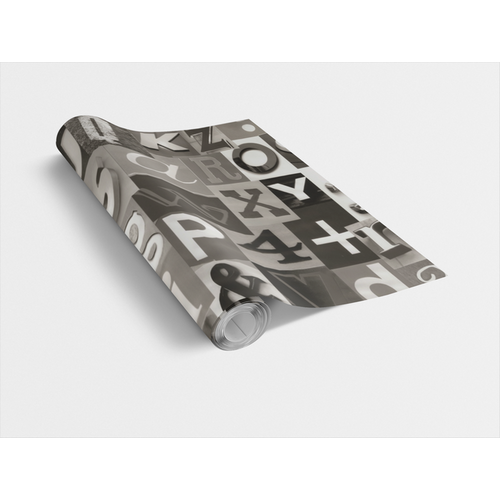 ALPHA BLACK / fekete szürke betűk 45cm x 15m öntapadós tapéta