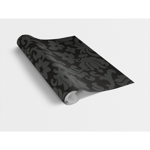 CLASSIC ORNAMENT BLACK / fekete klasszikus motívum 45cm x 15m öntapadós tapéta