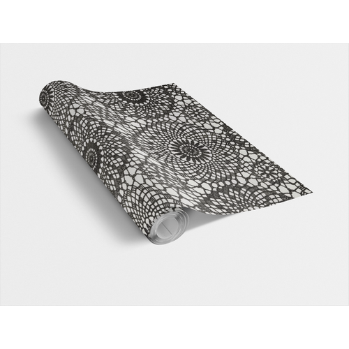 CONTOUR BLACK / fekete csipke 45cm x 15m öntapadós tapéta