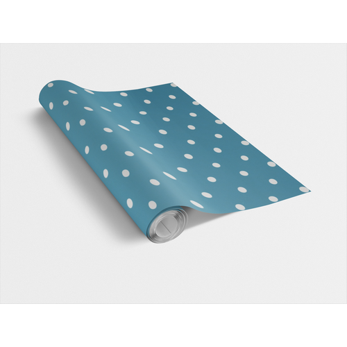 DOTS AQUA / vízkék pöttyös 45cm x 15m öntapadós tapéta