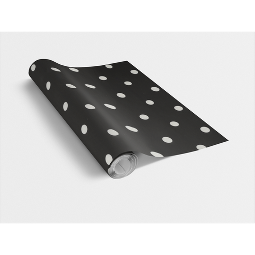 DOTS BLACK / fekete pöttyös 45cm x 15m öntapadós tapéta DOTS BLACK / fekete pöttyös 45cm x 15m öntapadós tapéta