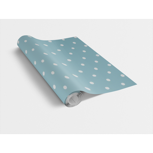 DOTS VINTAGE BLUE / kék vintage pöttyös 45cm x 15m öntapadós tapéta