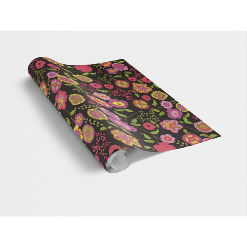 FLEUR BLACK / fekete színes virágos 45cm x 15m öntapadós tapéta FLEUR BLACK / fekete színes virágos 45cm x 15m öntapadós tapéta