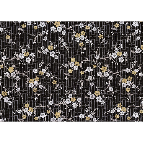 ORIENTAL BLOSSOM / fekete ezüst keleti virág 45cm x 15m öntapadós tapéta
