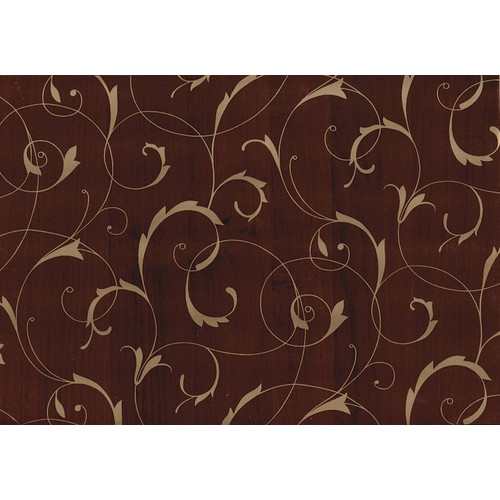 SCROLL OVERPRINT BROWN/GOLD / égerfa barna arany intarziás 45cm x 15m öntapadós tapéta