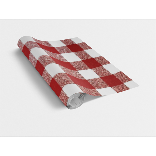 SQUARES RED / piros szövetkockás 45cm x 15m öntapadós tapéta