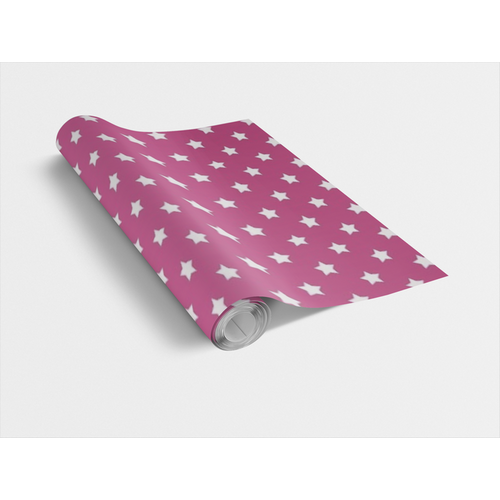 STARS PINK / rózsaszín csillagos 45cm x 15m öntapadós tapéta