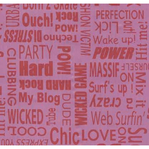 TEXTS RED PINK / rózsaszín piros felirat 45cm x 15m öntapadós tapéta