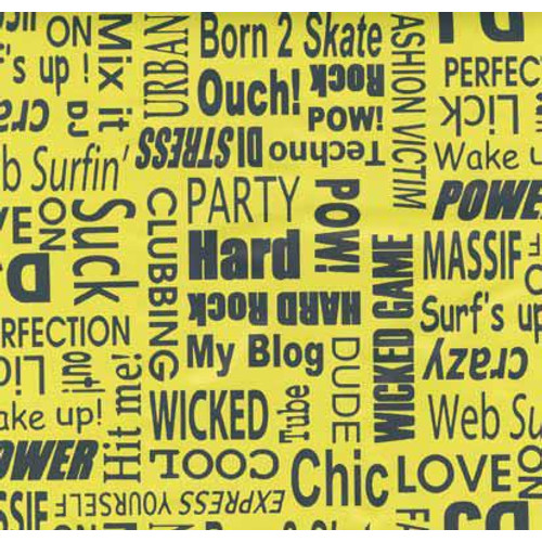 TEXTS YELLOW / sárga fekete felirat 45cm x 15m öntapadós tapéta