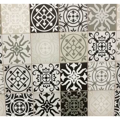 TILES BLACK AND WHITE /fekete-fehér csempe 45cm x 15m Vénilia Décor öntapadós tapéta