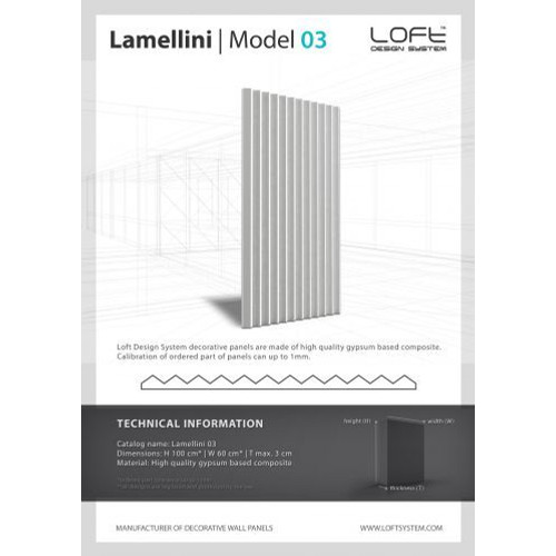 Loft Lamellini 03 bordázott lamellás gipsz falpanel