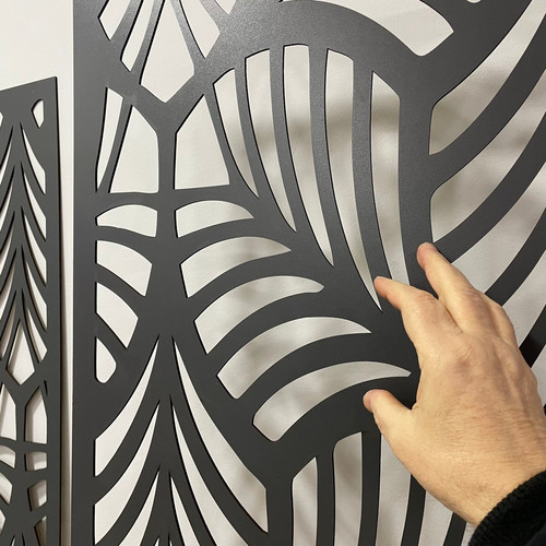 Fali dekorpanel, trópusi levél minta, 50x150 cm, 3 mm HDF - FP1 Antracit Fali dekorpanel, trópusi levél minta, 50x150 cm, 3 mm HDF - FP1 Antracit