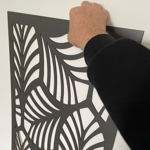 Fali dekorpanel, trópusi levél minta, 50x150 cm, 3 mm HDF - FP1 Antracit Fali dekorpanel, trópusi levél minta, 50x150 cm, 3 mm HDF - FP1 Antracit