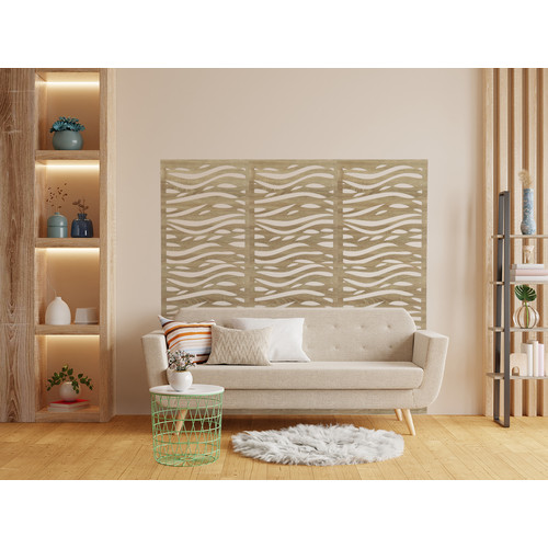 Fali dekorpanel, hullámos minta, 50x150 cm, 3 mm HDF - FP5 fa Sonoma tölgy falburkolat