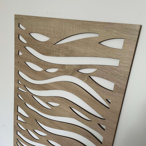 Fali dekorpanel, hullámos minta, 50x150 cm, 3 mm HDF - FP5 fa Sonoma tölgy falburkolat