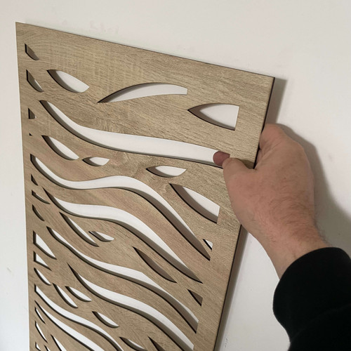 Fali dekorpanel, hullámos minta, 50x150 cm, 3 mm HDF - FP5 fa Sonoma tölgy falburkolat