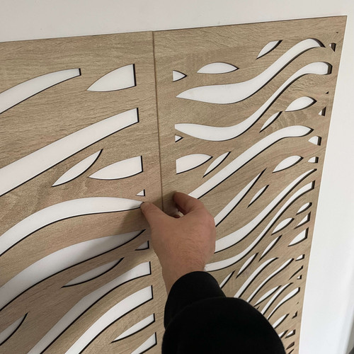 Fali dekorpanel, hullámos minta, 50x150 cm, 3 mm HDF - FP5 fa Sonoma tölgy falburkolat