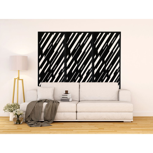 Fali dekorpanel, sávos mintázat, modern 50x150 cm, 3 mm HDF - FP13 fa Antracit színű falburkolat
