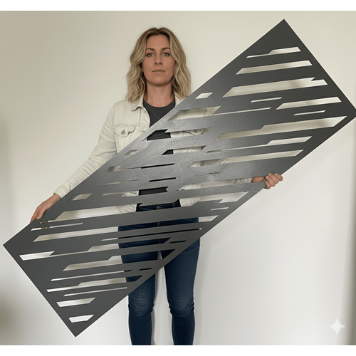 Fali dekorpanel, sávos mintázat, modern 50x150 cm, 3 mm HDF - FP13 fa Antracit színű falburkolat