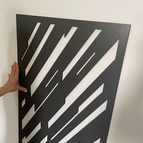 Fali dekorpanel, sávos mintázat, modern 50x150 cm, 3 mm HDF - FP13 fa Antracit színű falburkolat