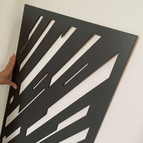 Fali dekorpanel, sávos mintázat, modern 50x150 cm, 3 mm HDF - FP13 fa Antracit színű falburkolat