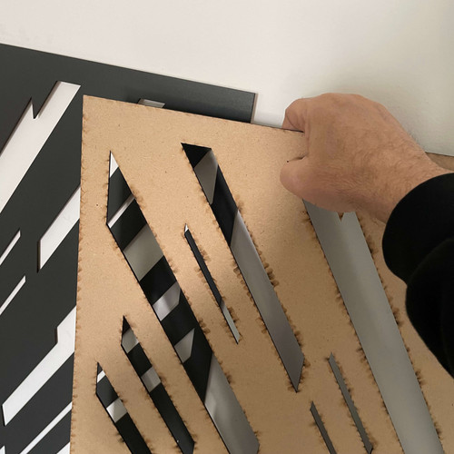 Fali dekorpanel, sávos mintázat, modern 50x150 cm, 3 mm HDF - FP13 fa Antracit színű falburkolat