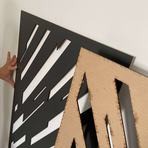 Fali dekorpanel, sávos mintázat, modern 50x150 cm, 3 mm HDF - FP13 fa Antracit színű falburkolat