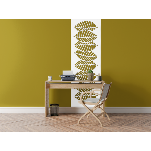 Fali dekorpanel, levél minta, 50x150 cm, 3 mm HDF - FP3 Fehér falburkolat