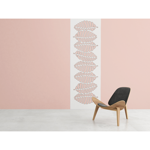 Fali dekorpanel, levél minta, 50x150 cm, 3 mm HDF - FP3 Fehér falburkolat