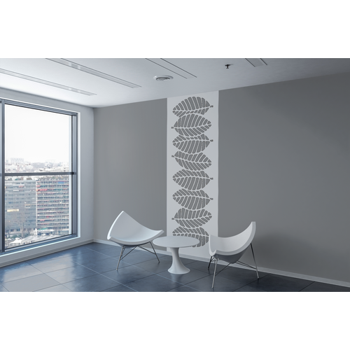 Fali dekorpanel, levél minta, 50x150 cm, 3 mm HDF - FP3 Fehér falburkolat