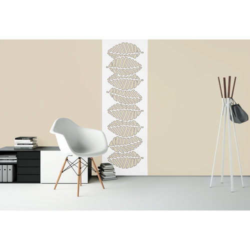 Fali dekorpanel, levél minta, 50x150 cm, 3 mm HDF - FP3 Fehér falburkolat