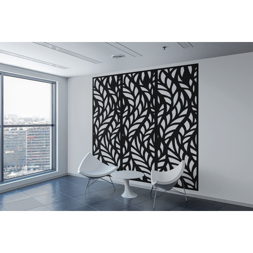 Fali dekorpanel, ágak minta, 50x150 cm, 3 mm HDF - FP4 Fekete falburkolat