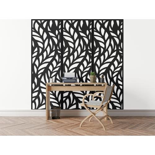 Fali dekorpanel, ágak minta, 50x150 cm, 3 mm HDF - FP4 Fekete falburkolat