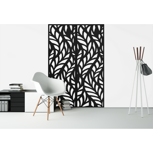 Fali dekorpanel, ágak minta, 50x150 cm, 3 mm HDF - FP4 Fekete falburkolat