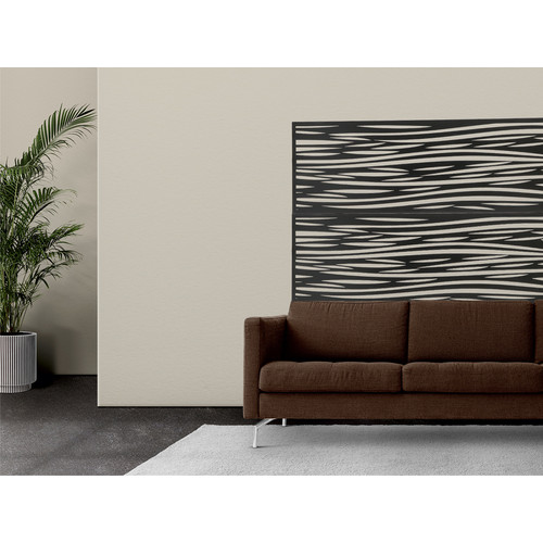 Fali dekorpanel, hullám minta, 50x150 cm, 3 mm HDF - FP2 Antracit falburkolat