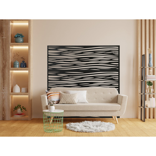 Fali dekorpanel, hullám minta, 50x150 cm, 3 mm HDF - FP2 Antracit falburkolat