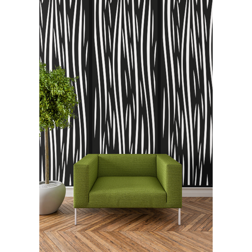 Fali dekorpanel, hullám minta, 50x150 cm, 3 mm HDF - FP2 fekete falburkolat
