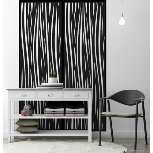 Fali dekorpanel, hullám minta, 50x150 cm, 3 mm HDF - FP2 fekete falburkolat