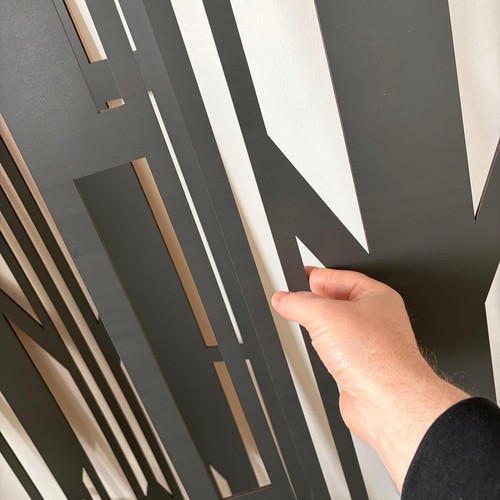 Fali dekorpanel, art deco stílus, 50x150 cm, 3 mm HDF - FP12 fa Antracit falburkolat