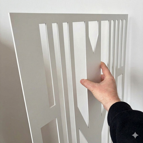 Fali dekorpanel, art deco stílus, 50x150 cm, 3 mm HDF - FP12 fa fehér falburkolat