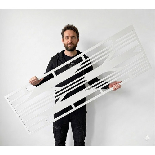 Fali dekorpanel, art deco stílus, 50x150 cm, 3 mm HDF - FP12 fa fehér falburkolat
