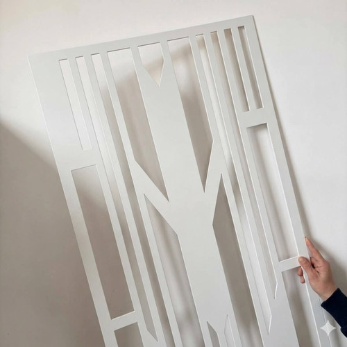 Fali dekorpanel, art deco stílus, 50x150 cm, 3 mm HDF - FP12 fa fehér falburkolat