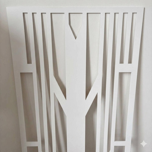 Fali dekorpanel, art deco stílus, 50x150 cm, 3 mm HDF - FP12 fa fehér falburkolat
