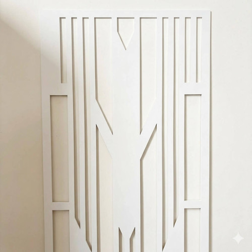 Fali dekorpanel, art deco stílus, 50x150 cm, 3 mm HDF - FP12 fa fehér falburkolat