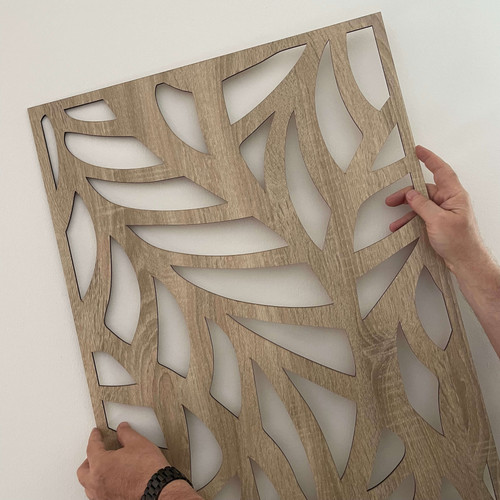 Fali dekorpanel, ágak minta, 50x150 cm, 3 mm HDF - FP4 Sonoma tölgy falburkolat