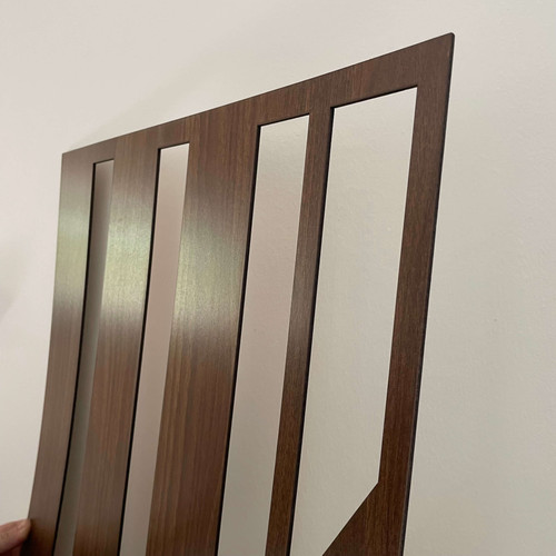 Fali dekorpanel, trapéz mintázat, 50x150 cm, 3 mm HDF - FP10 fa Dió színű falburkolat