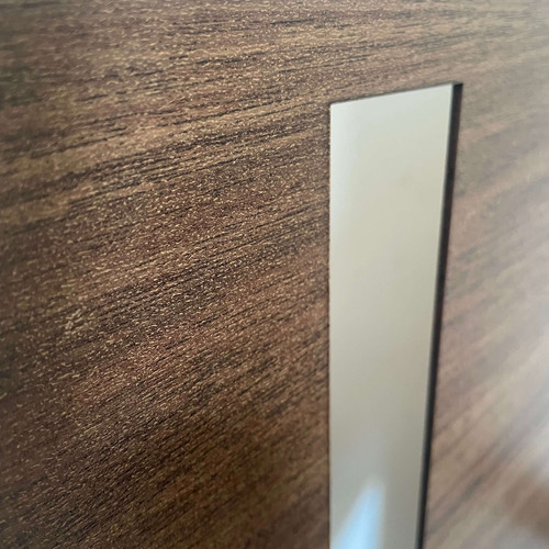 Fali dekorpanel, trapéz mintázat, 50x150 cm, 3 mm HDF - FP10 fa Dió színű falburkolat